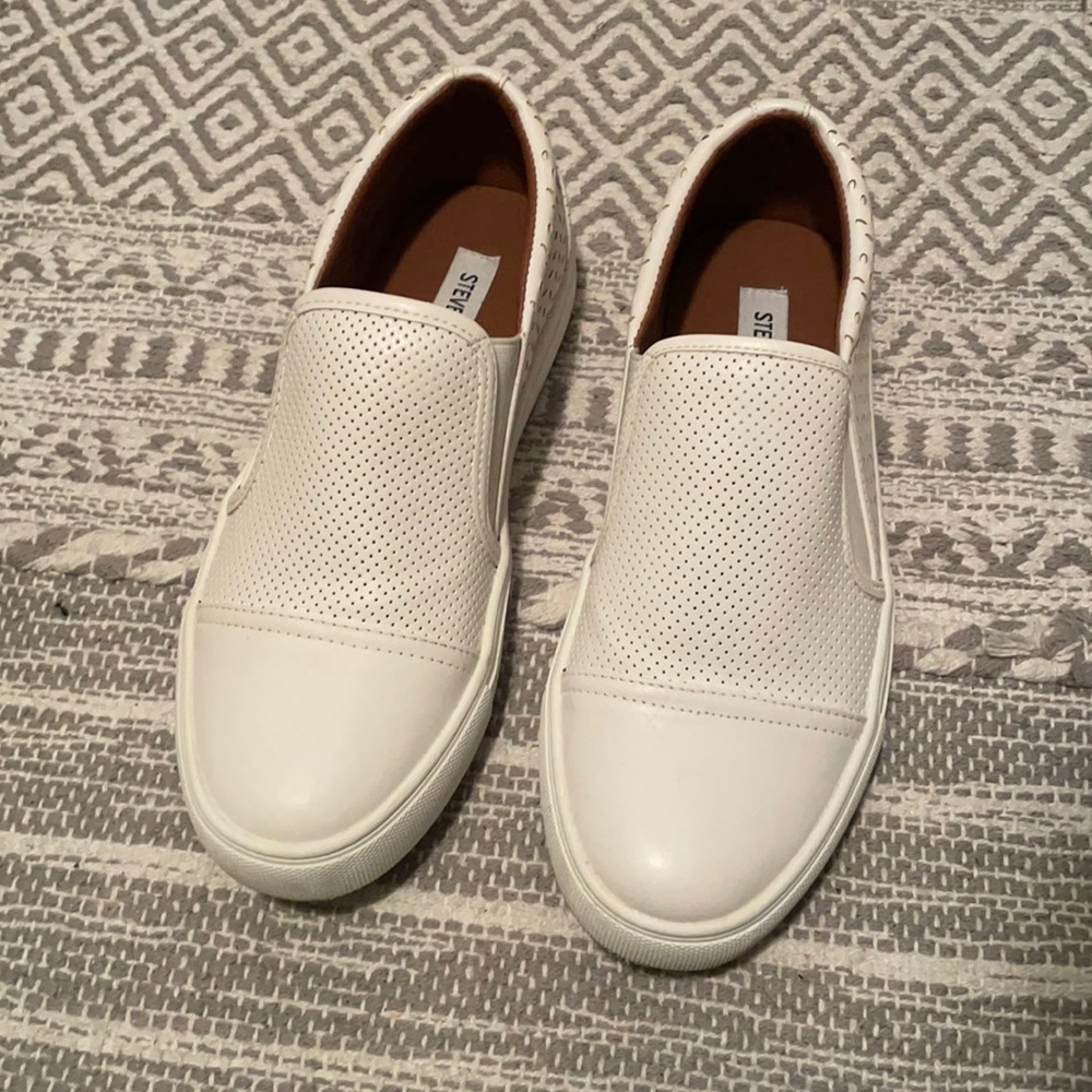 White Steve Madden Slip On Sneakers